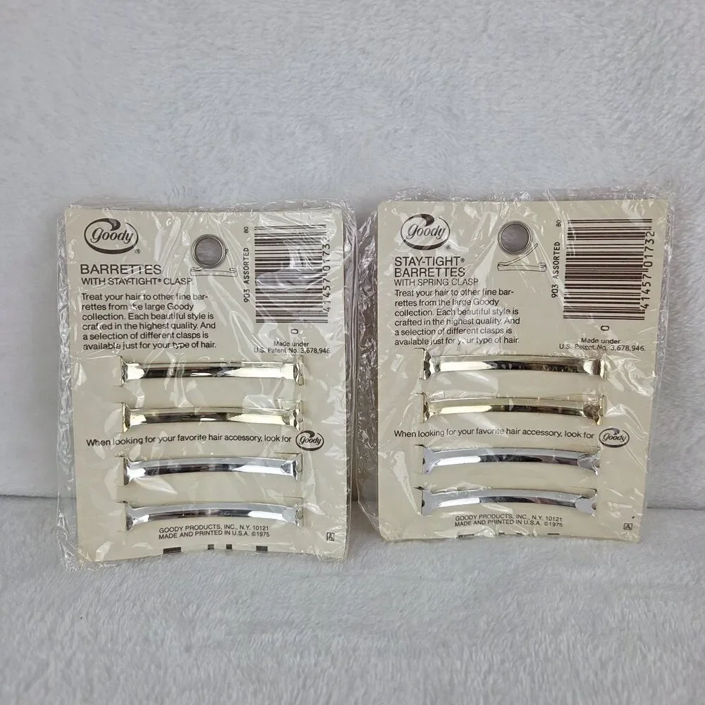 Vintage Goody Stay Tight Metal Double Line Barrettes Lot New Sealed #903 2.5 in.